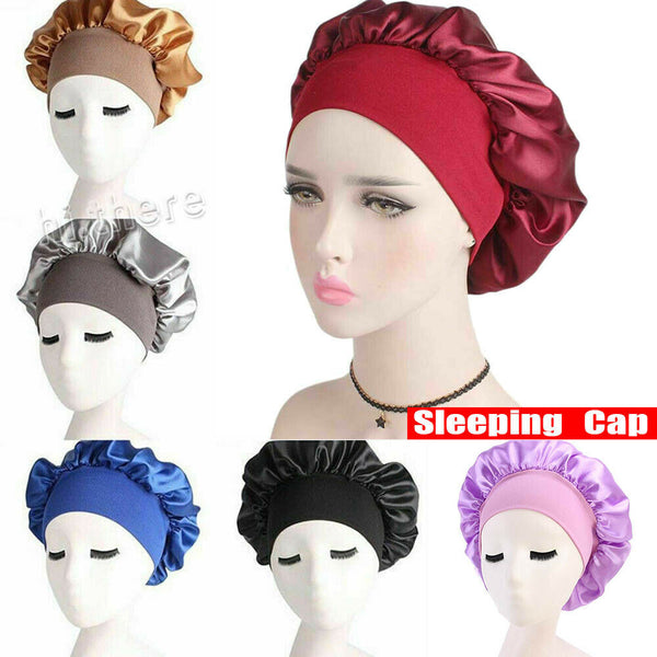 Women's Sleep Hair Hat Care Elastic Satin/Silk Sleeping Bonnet Night Soft Cap