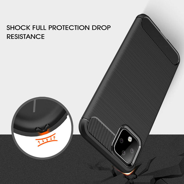 For Google Pixel 4 4XL Silicone Carbon Shockproof Case Anti Knock Bumper Cover