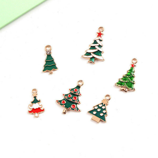 38Pcs Alloy Enamel Mixed Christmas Charms Pendant Decor Craft DIY Making Jewelry