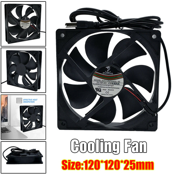 2PCS USB Cooling Fan Silent Fan Fr Computer Case PC CPU Case 5V 120x120x25mm AU