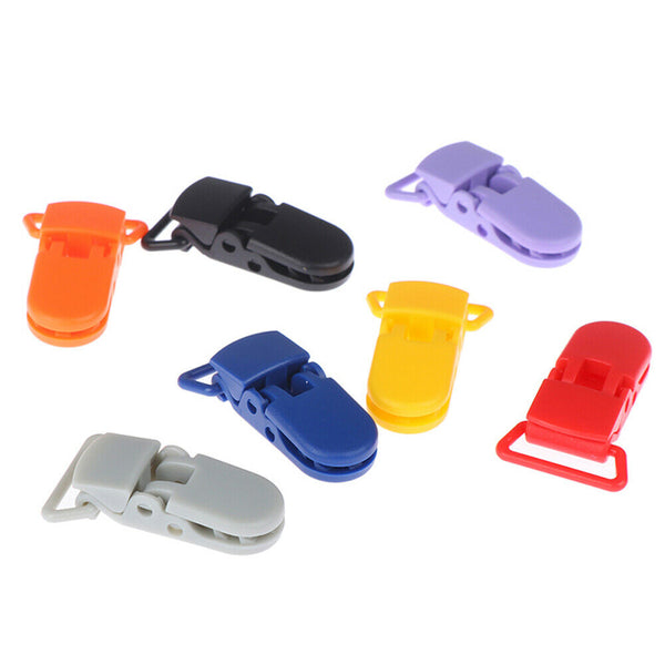 20 Random Colored Plastic Baby Pacifier Suspender Dummy Clip Badge Holder Craft