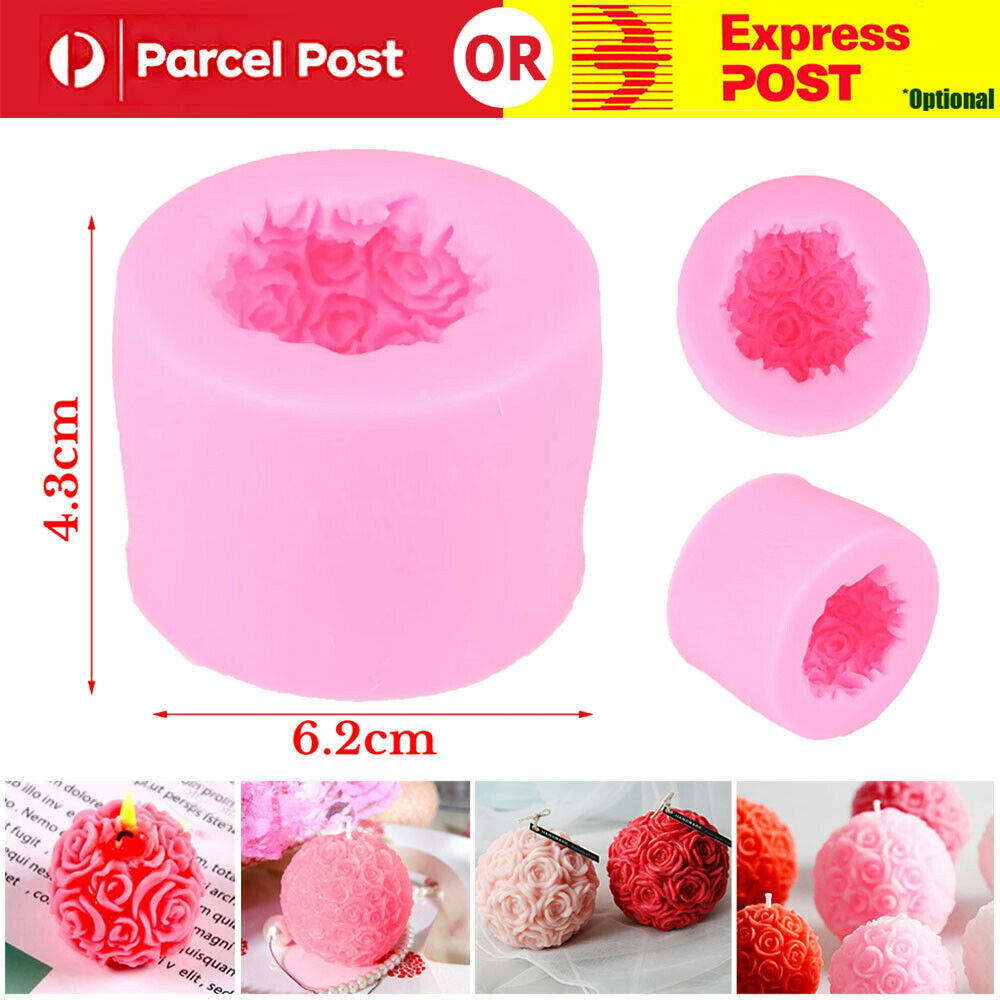 3D Silicone Candle Mold Rose Ball Aromatherapy Candle Soap Mould Craft Baking