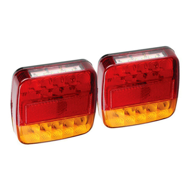 Pair LED Square Tail light 12V trailer truck number taillight STOP/BRAKE lights