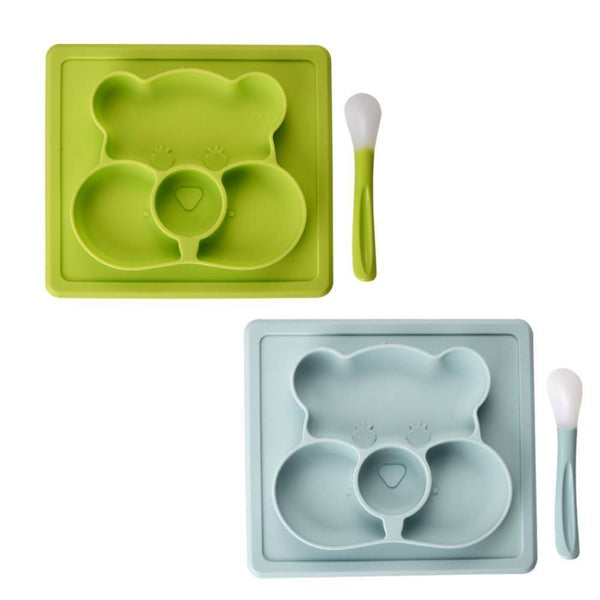 Silicone Plate Mat Suction Table Toddler Placemat Baby Food Tray Divided Bowl