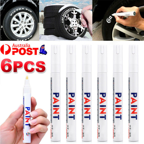 6x Waterproof Tread White Car Paint Tyre Cool Tire Pen Marker Marking Motorcycle