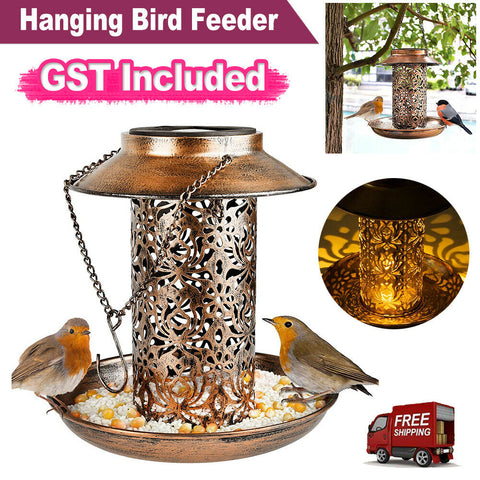 Solar Powered Bird Feeder Light Hanging Outdoor Solar Lamp Solar Garden Light