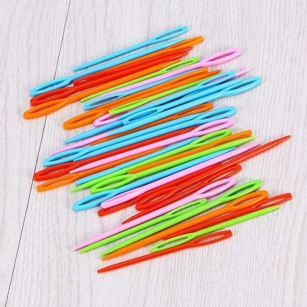 100X Mix Colour Plastic Darning Threading Weaving Sewing Needles Great for Kids