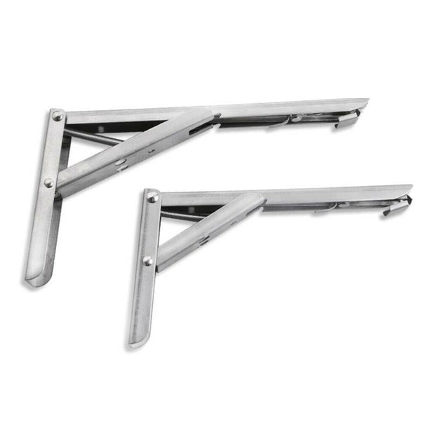 Pair-12" Stainless Steel Folding Table Bracket Shelf Bench 50kg Load Heavy Duty