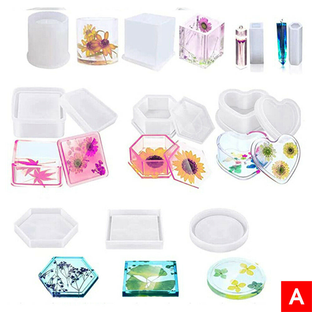 10/18/28PCS Resin Casting Molds Silicone Mold Pendant Tray Jewelry Mould Craft