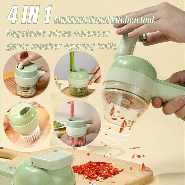 4 in 1 Mini Handheld Electric Vegetable Cutter Set Wireless Food Chopper Grinder