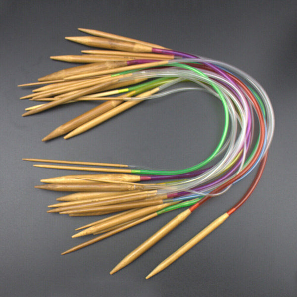 18PCS 40CM-120CM Tube Carbonized Circular Bamboo Knitting Needles Yarn Tools AU