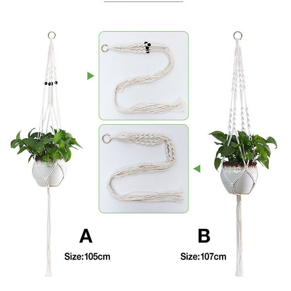 Macrame Plant Hanger Flower Pot Holder Hanging Planter Basket Rope Braided Decor