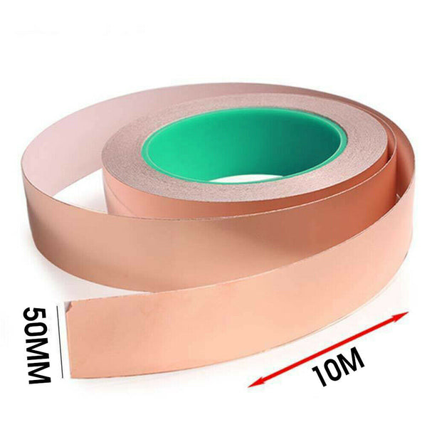 Double Sided Copper Foil Tape 10m x 50mm EMI Shielding Conductive Adhesive Tapes