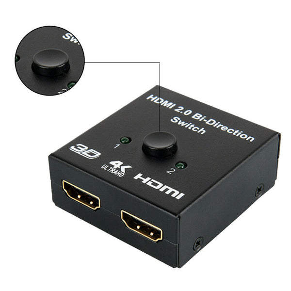 2 in 1 In Out UHD 4K Bi Direction HDMI 2.0 Switch Switcher Splitter Hub HDCP 3D