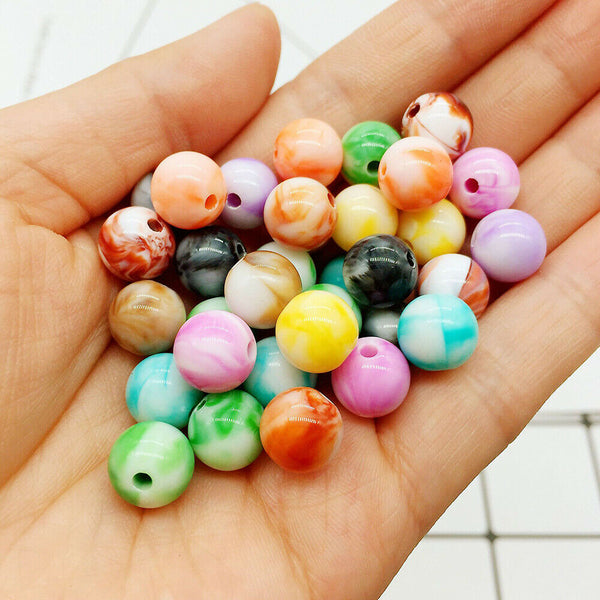 70pcs Round Beads Acrylic Colourful Jewellery Mixed Colours Spacer 7mm DIY Craft