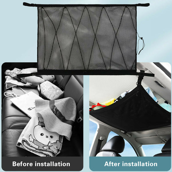 Car Roof Ceiling Cargo Net Mesh Storage Bag Pouch Pockets For SUV Van 90x65cm