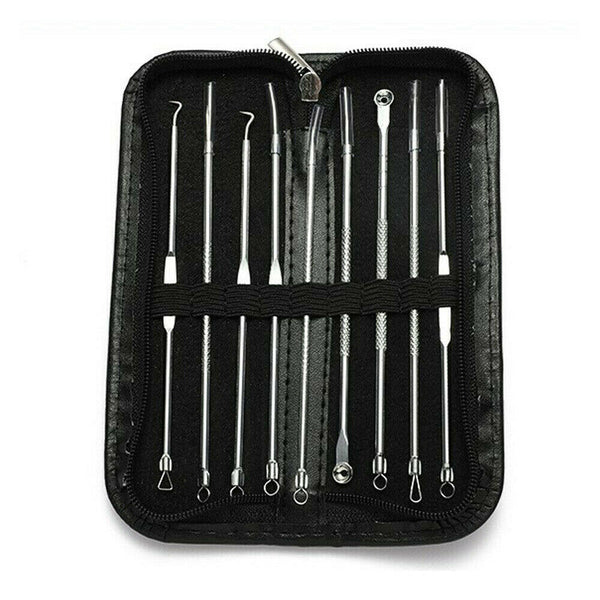 9pc Blackhead Remover Tool Pimple Blemish Popper Comedone Acne Cleaner Kit +Case