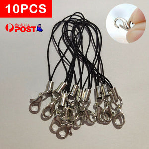 10xlobster claspd mobile phone strap black Lanyard Jewelry Cord DIY Accessory