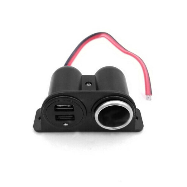 Two Usb Port 12V/24V Car Cigarette Lighter Socket Splitter Charger Power Adapter