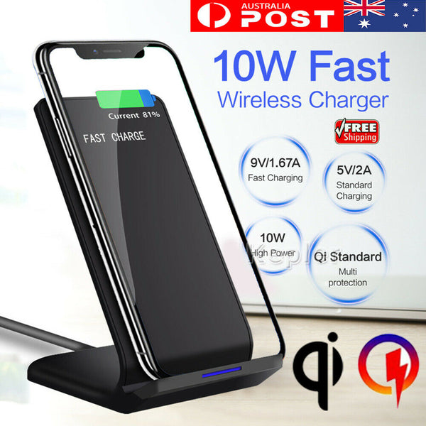 Qi Wireless Charger Fast Charging Dock For iPhone X XS XR 8 plus Samsung S10+ S9