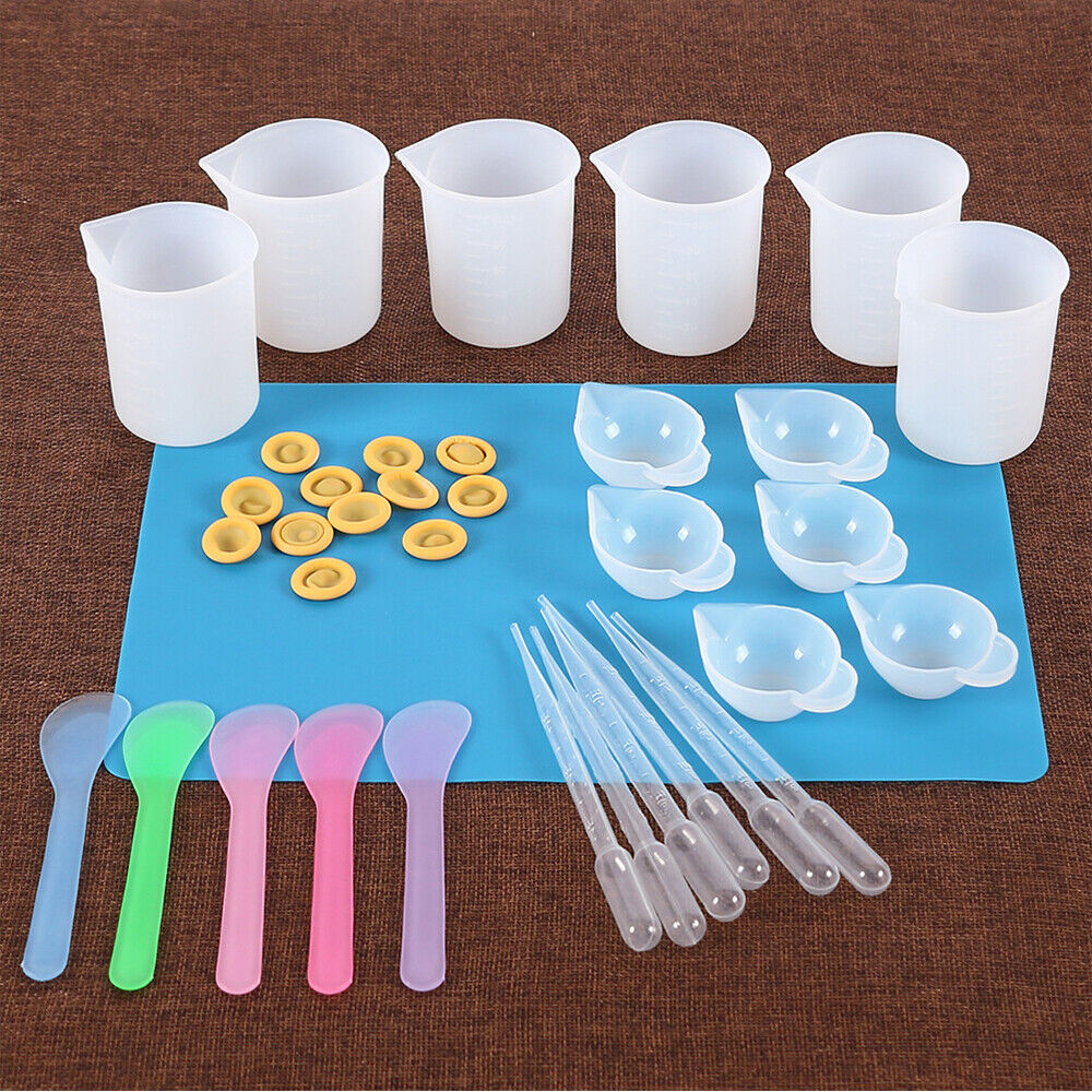 36Pcs Silicone Mixing Measuring Cups UV Resin Mold Casting Jewelry Tool Kit DIY