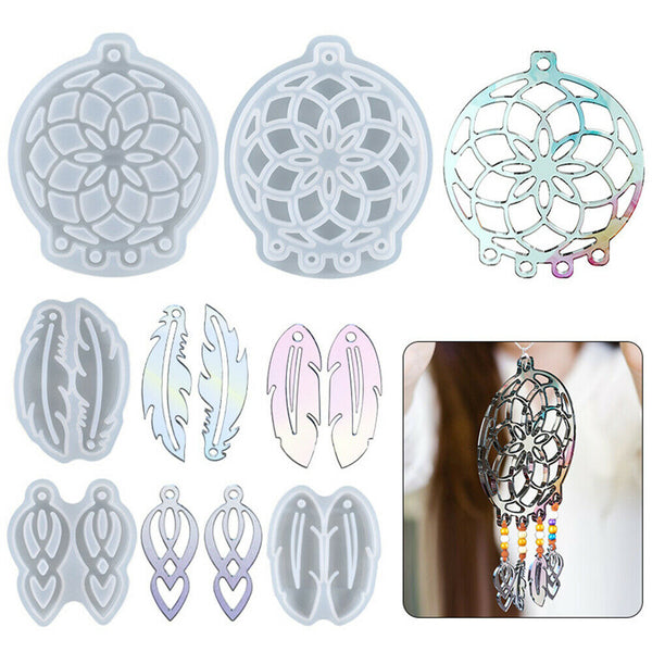 4X Silicone Dream Catcher Earring Resin Epoxy Mold Eardrop Pendant Casting Mould