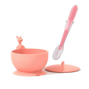 Silicone Suction Bowl With Spoons Set Non-slip For Baby Children Toddler Feeding