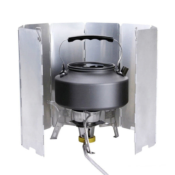 10-20 plates Foldable Aluminum Camping Cooker BBQ Gas Stove Wind Shield Screen