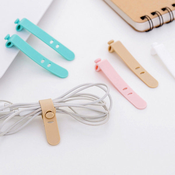 10pcs Silicone Organiser Tie Cable Earphone Cord Clip Holder Headphone Winder