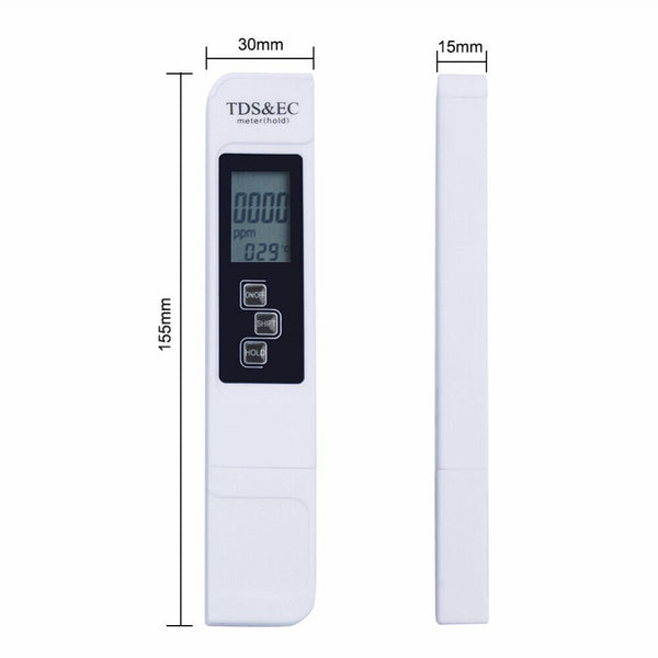 Digital Water Quality Meter Test Pen TDS EC Temp PPM Tester Hydroponics Aquarium