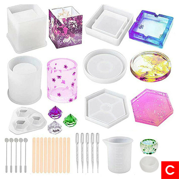 10/18/28PCS Resin Casting Molds Silicone Mold Pendant Tray Jewelry Mould Craft