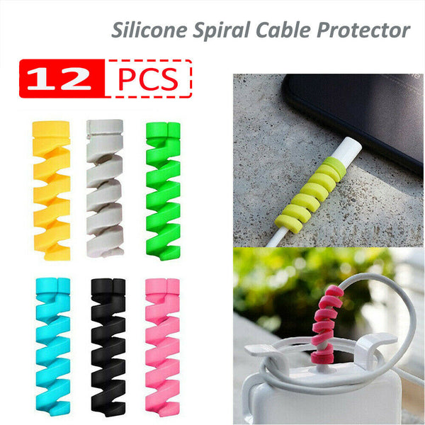 UPto 12X Silicone Cable Protector Spiral Data Line Bobbin Winder Protective Tube