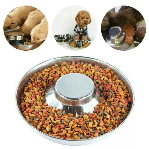 Feeder Bowl Stainless Dish Puppy Dog Pet Cat Litter Food Feeding Weaning Home AU