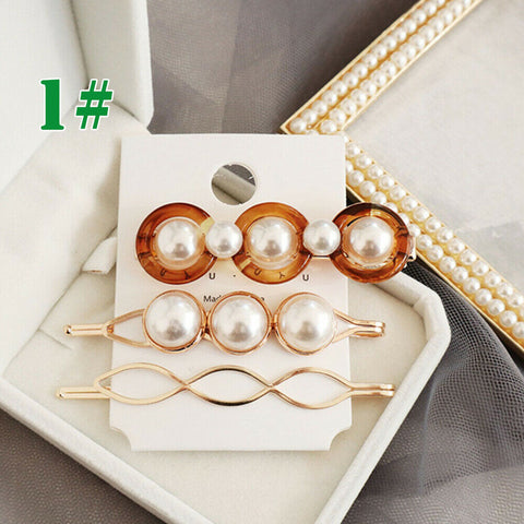 3Pcs set Pearl Acrylic Hair Clips Hair Accessories Vintage Bangs Clip Hairgrip