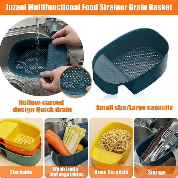 Sink Mounted Strainer Basket Multifunctional Kitchen Storage Rack Drain Shelf