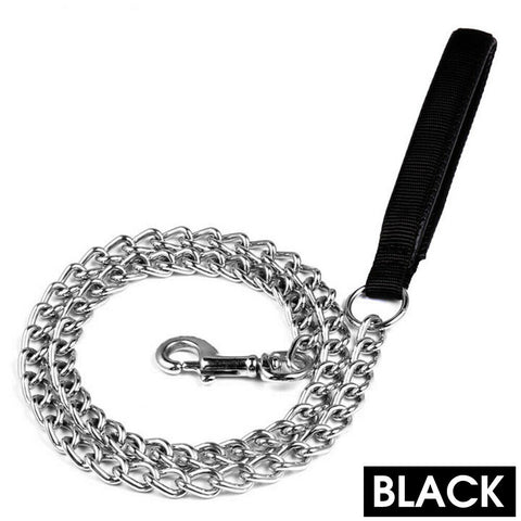 120cm Pet Dog Puppy Metal Chain Lead With Soft Padded Handle Leash Heavy Duty