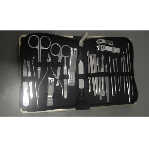 26Pc Stainless Manicure Pedicure Set Nail Clippers Kit Cuticle Grooming Beauty