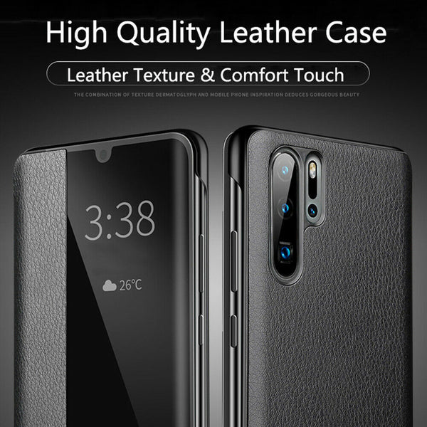 For Huawei P30 Pro Smart View Window Flip Leather Shockproof Case Cover 2019