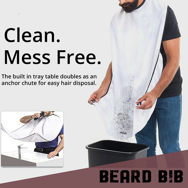 Facial Hair Beard Shave Apron Cape Shaving Bib Whisker Trimming Catcher /Comb