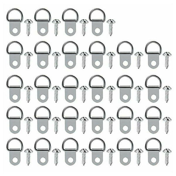 20/60/100 Pcs D-Ring Painting Picture Wall Frame Hanger Hanging Hooks +Screws AU