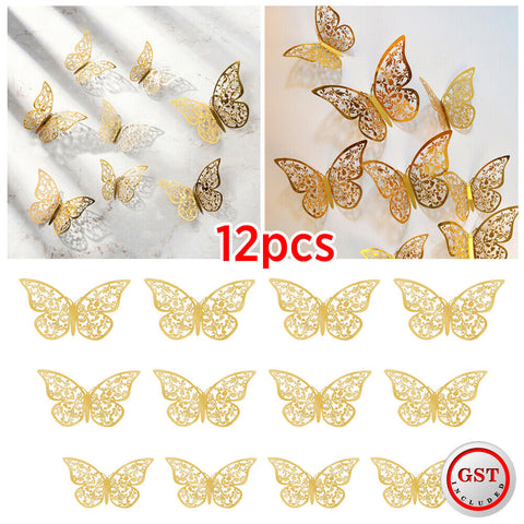 3D Butterfly Wall Decals Stickers Removable Kids Nursery Decoration DIY 12PCS