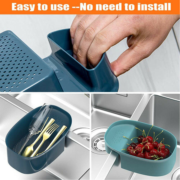 Sink Mounted Strainer Basket Multifunctional Kitchen Storage Rack Drain Shelf