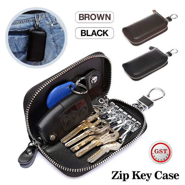 Key Holder Bag Leather Case Ring Wallet Car Unisex Pouch Keychains AU Stock NEW