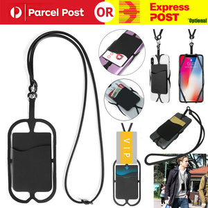 Neck Lanyard Strap Cell Phone ID Card Holder Fits 4"-6.2" Universal Silicone