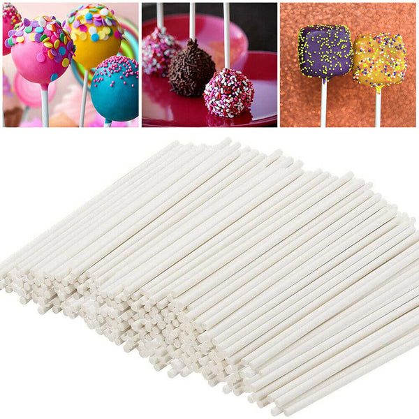 100 X Cake Pop Stick White Paper Sticks Lolly Lollipop Candy Party Supplies