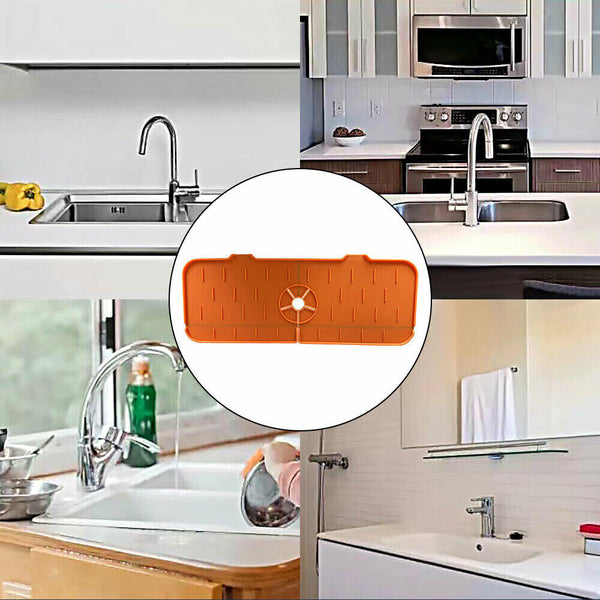 Faucet Mat Silicone For Kitchen Sink - Splash Guard Bathroom Sink Draining Pad