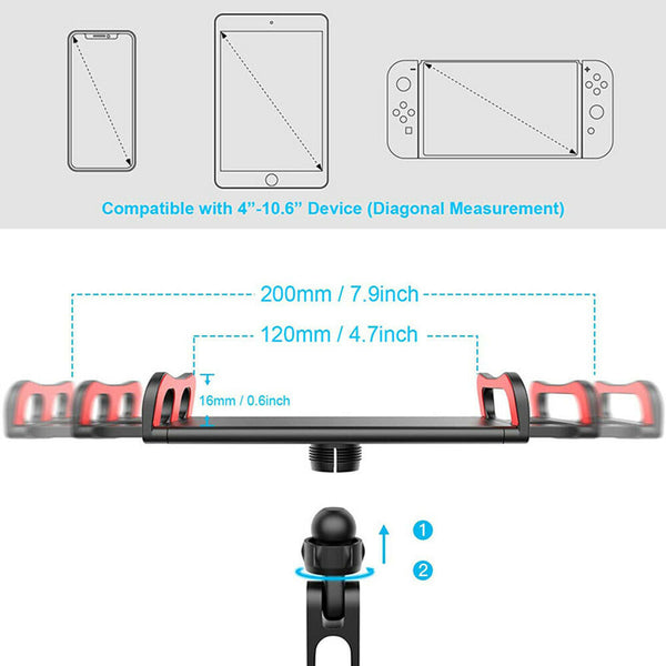 Extendable Foldable Headrest Mount Holder Metal Car Seat For iPhone iPad Tablet