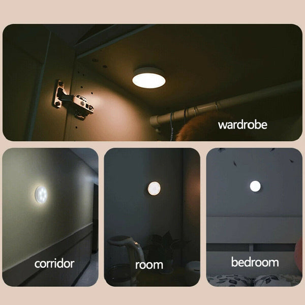 Rechargeable Motion Sensor LED Night Light Body Induction Lamp Wall Mount White