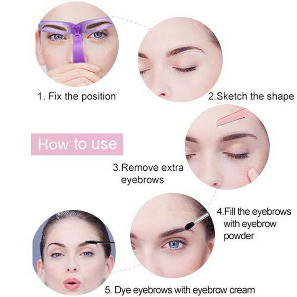 8Pcs Women Makeup Shaping Shaper Eyebrow Grooming Stencil Kit Template DIY