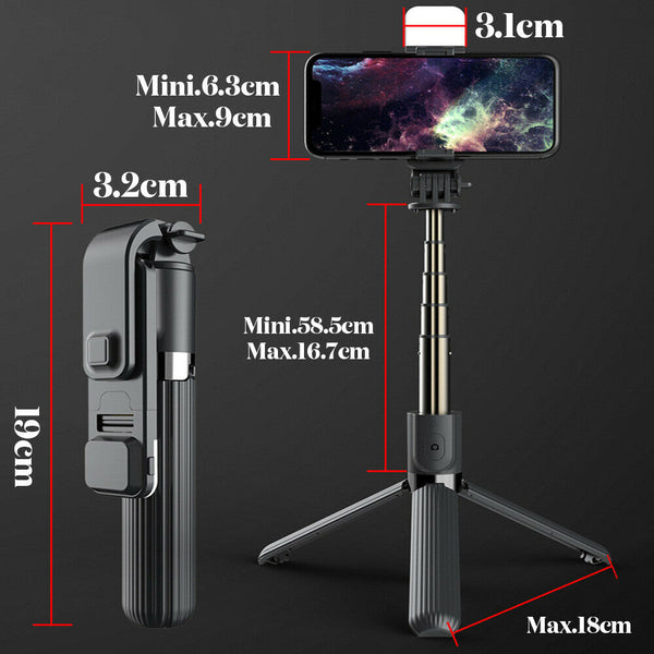 4 IN1 Remote Bluetooth Extendable Selfie Stick Tripod Stand With LED Fill Light